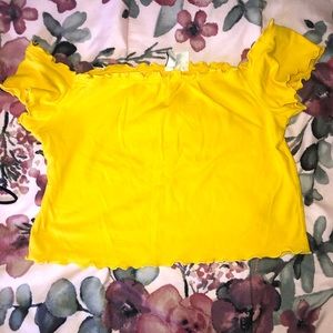 Yellow Off-The-Shoulder Crop Top